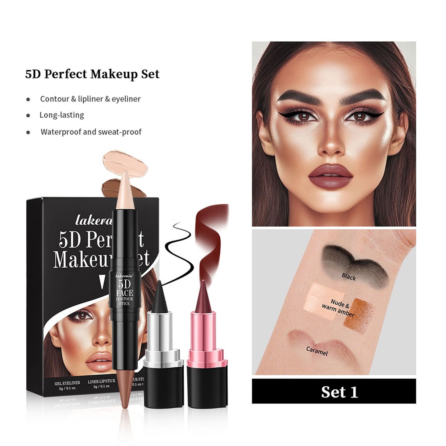 5D Perfect Face Makeup Set - 03Pc/Set 01 Suit Cosmetic Set GlowZone