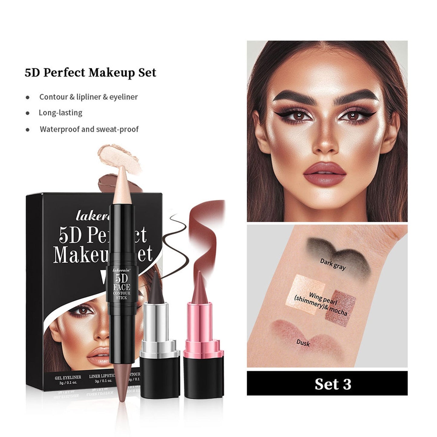5D Perfect Face Makeup Set - 03Pc/Set 03 Suit Cosmetic Set GlowZone