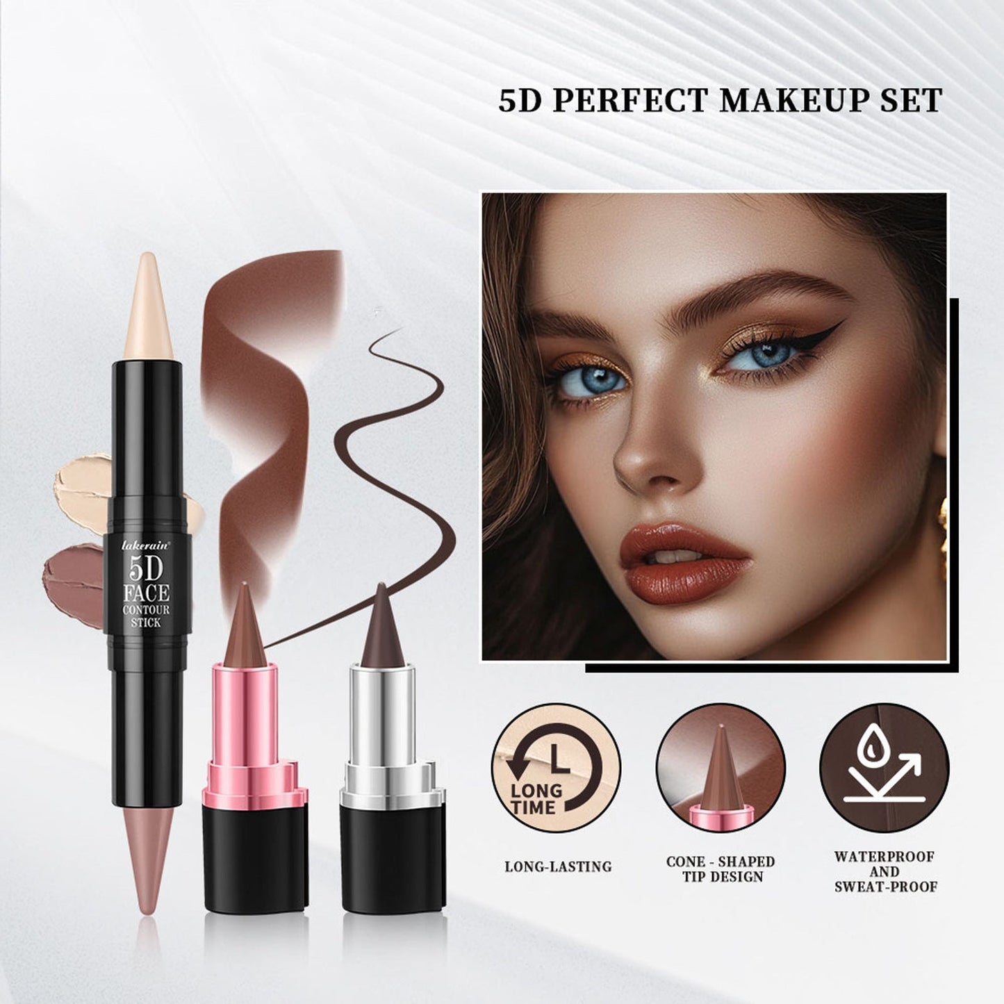 5D Perfect Face Makeup Set - 03Pc/Set Cosmetic Set GlowZone