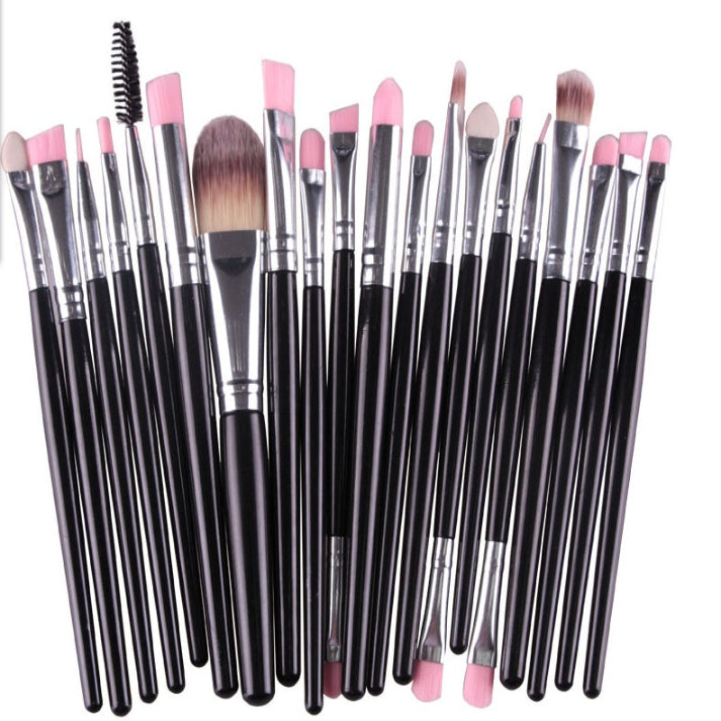 Premium Makeup Brush -20Pc Set Black Rod Silver Tube Makeup Brush GlowZone