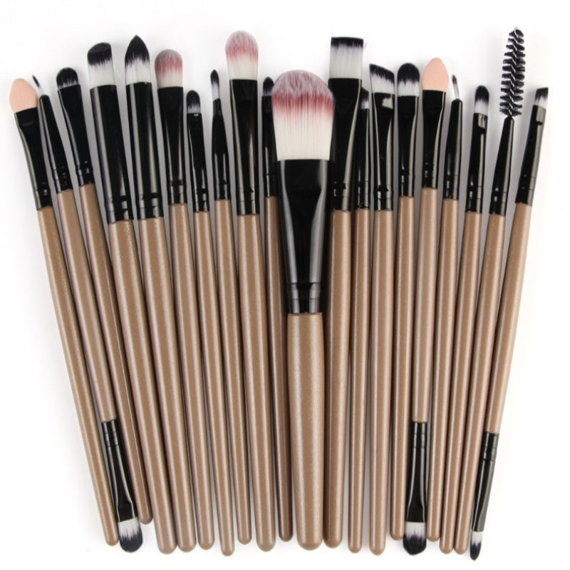 Premium Makeup Brush -20Pc Set Golden Rod Black Tube Makeup Brush GlowZone
