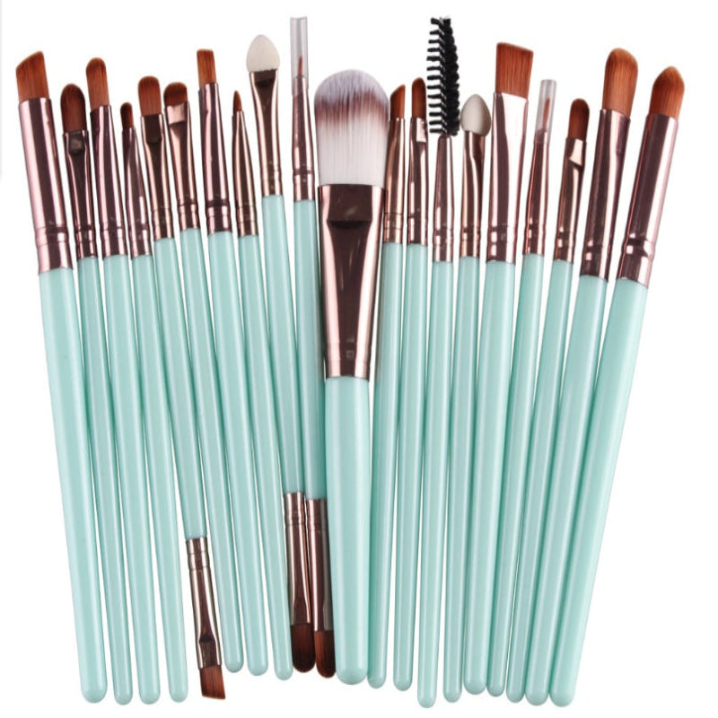 Premium Makeup Brush -20Pc Set Green Rod Coffee Tube Makeup Brush GlowZone
