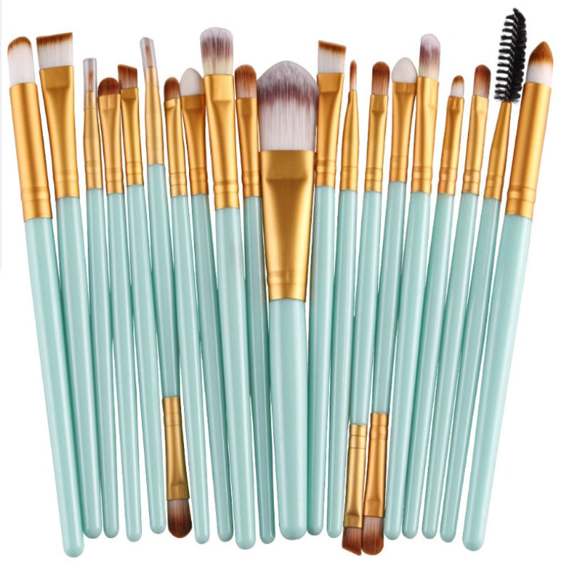 Premium Makeup Brush -20Pc Set Green Rod Gold Tube Makeup Brush GlowZone