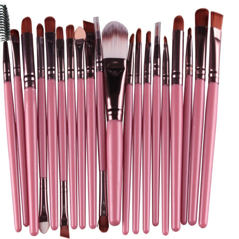 Premium Makeup Brush -20Pc Set Pink Rod coffe Tube Makeup Brush GlowZone