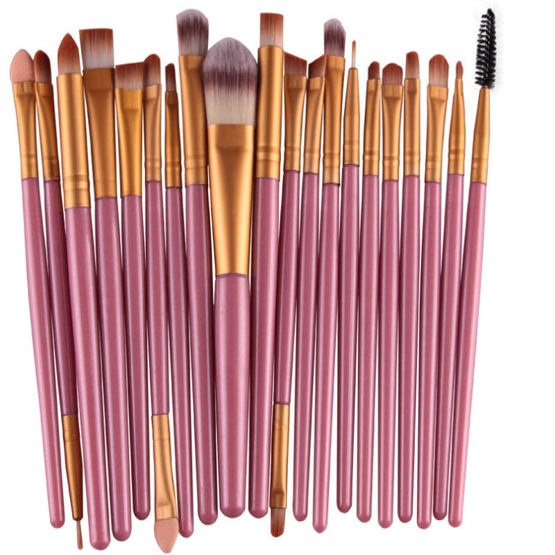 Premium Makeup Brush -20Pc Set Pink Rod gold Tube Makeup Brush GlowZone