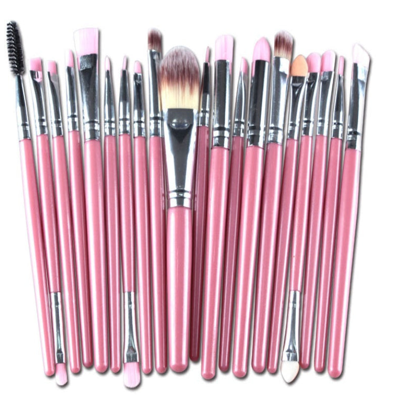 Premium Makeup Brush -20Pc Set Pink Rod sliver Tube Makeup Brush GlowZone