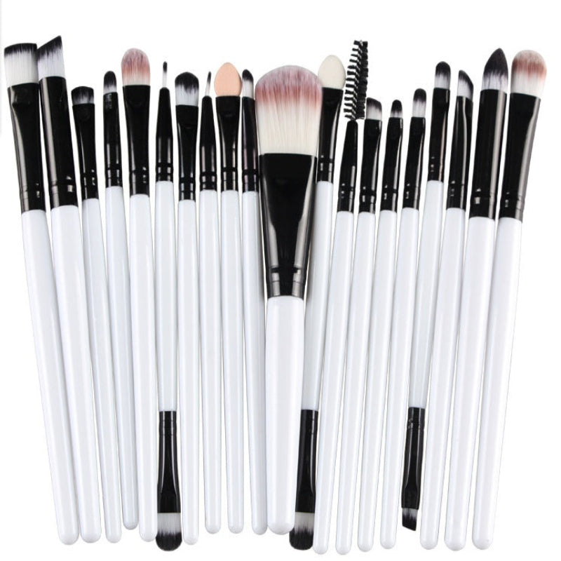 Premium Makeup Brush -20Pc Set White Rod balck Tube Makeup Brush GlowZone
