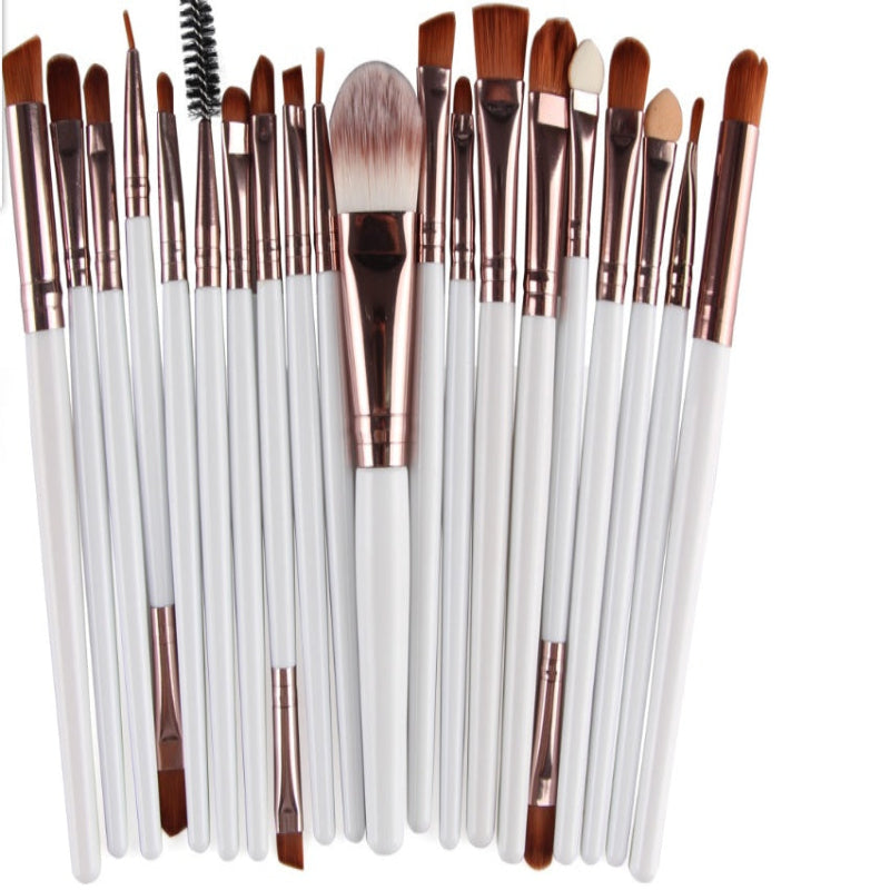 Premium Makeup Brush -20Pc Set White Rod Coffee Tube Makeup Brush GlowZone