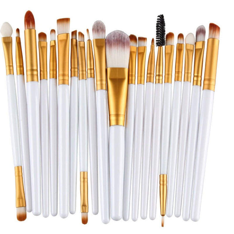 Premium Makeup Brush -20Pc Set White Rod gold Tube Makeup Brush GlowZone