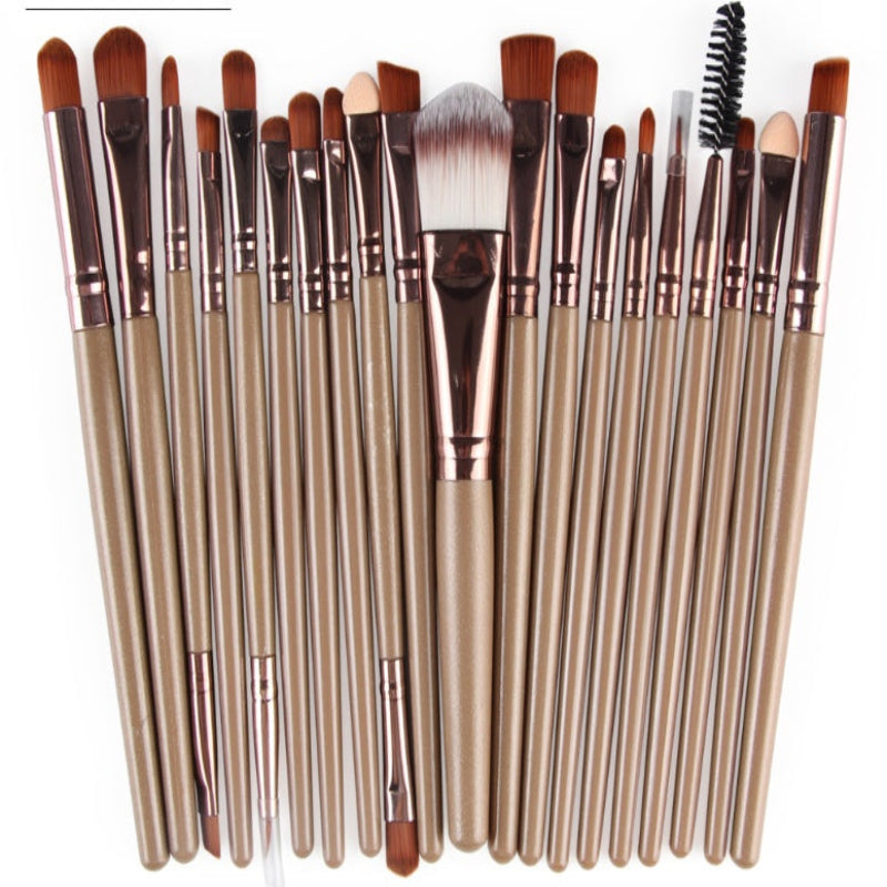Premium Makeup Brush -20Pc Set Golden Rod Coffee Tub Makeup Brush GlowZone