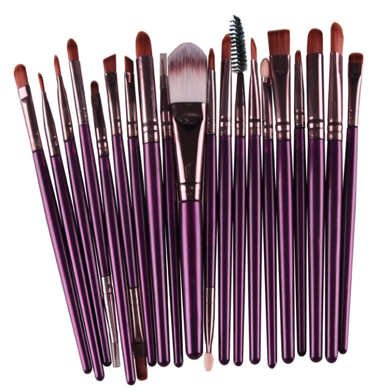 Premium Makeup Brush -20Pc Set Purple Rod Coffee Tub Makeup Brush GlowZone